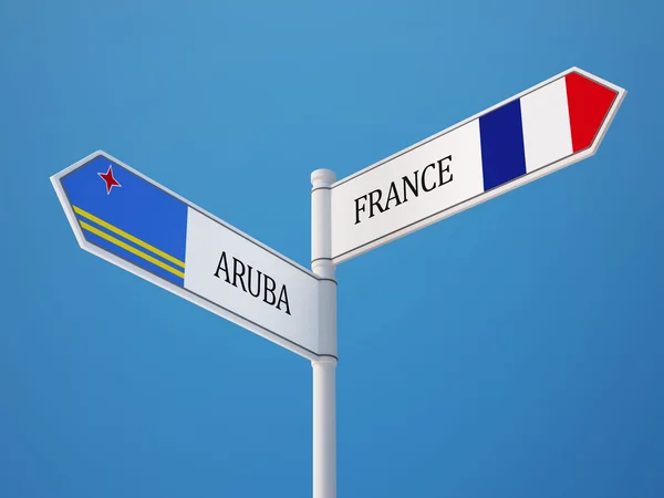 Aruba France Sign Flags Concept — Stock Photo, Image