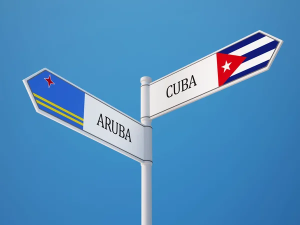 Cuba Aruba segno bandiere concetto — Foto Stock