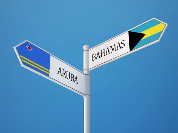 Bahamas Aruba Sign Flags Concept — Stock Photo, Image