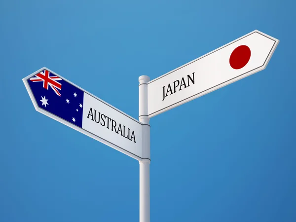 Australie Japon Signer Drapeaux Concept — Photo