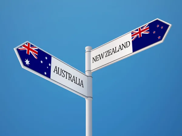 Austrália Nova Zelândia Sinalização Bandeiras Conceito — Fotografia de Stock