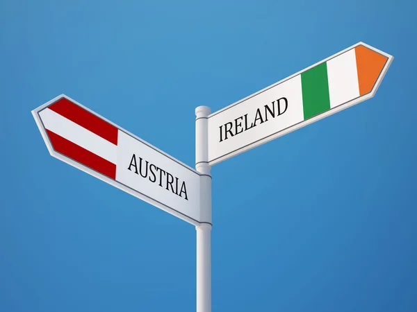 Österrike Irland tecken flaggor koncept — Stockfoto