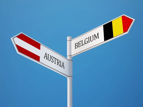 Belgique Autriche Signer Drapeaux Concept — Photo