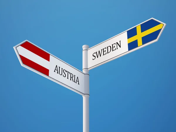 Suecia Austria Sign Flags Concept — Foto de Stock