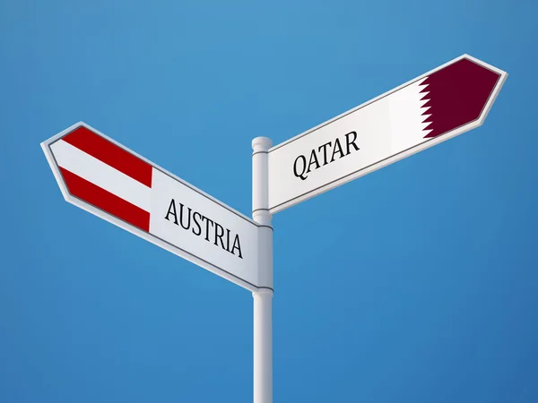 Qatar Oostenrijk teken vlaggen Concept — Stockfoto