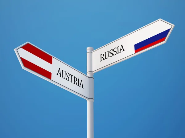 Ryssland Österrike underteckna flaggor koncept — Stockfoto