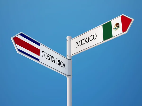 Costa Rica Mexiko tecken flaggor koncept — Stockfoto