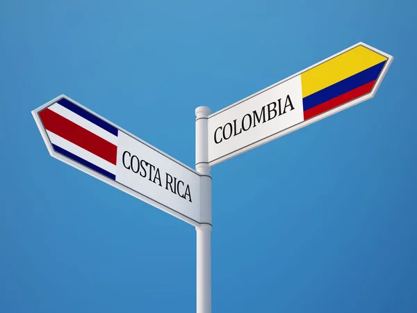 Costa Rica Colombia teken vlaggen Concept — Stockfoto
