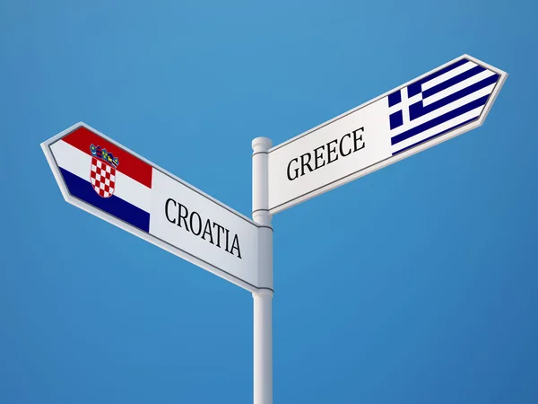 Croatia Greece Sign Flags Concept — Stock Photo, Image