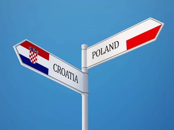 Polonia Croazia Firmare Bandiere Concetto — Foto Stock