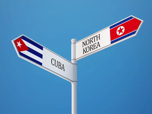 Cuba Corea del Norte Firma el concepto de banderas — Foto de Stock