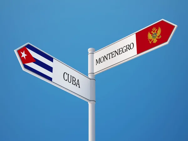 Cuba Monténégro Signer Drapeaux Concept — Photo