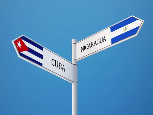 Cuba Nicaragua  Sign Flags Concept — Stock Photo, Image