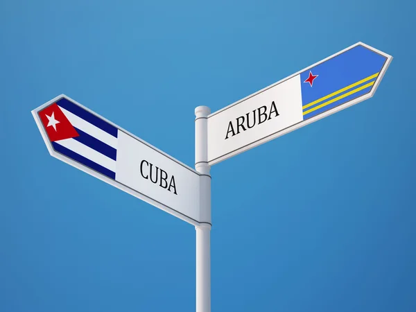 Cuba Aruba  Sign Flags Concept — Stock Photo, Image