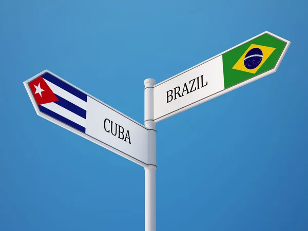 Βραζιλία Κούβα σημάδι σημαίες έννοια — Φωτογραφία Αρχείου