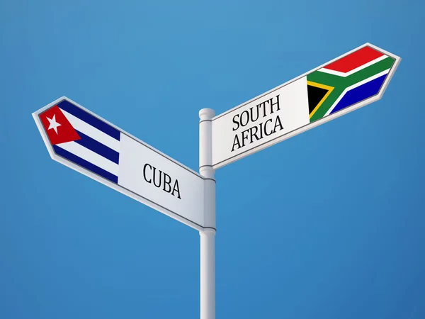 Νότια Αφρική Κούβα σημάδι σημαίες έννοια — Φωτογραφία Αρχείου