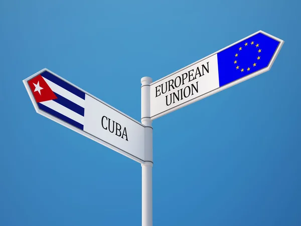 Европейский союз Куба подписал Концепцию флагов — стоковое фото