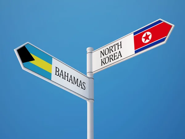 Bahamas North Korea Sign Flags Concept — Stock Photo, Image