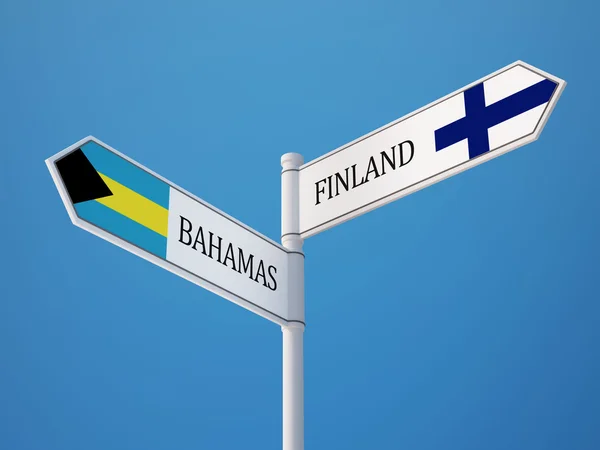 Bahamas Finland Sign Flags Concept — Stock Photo, Image