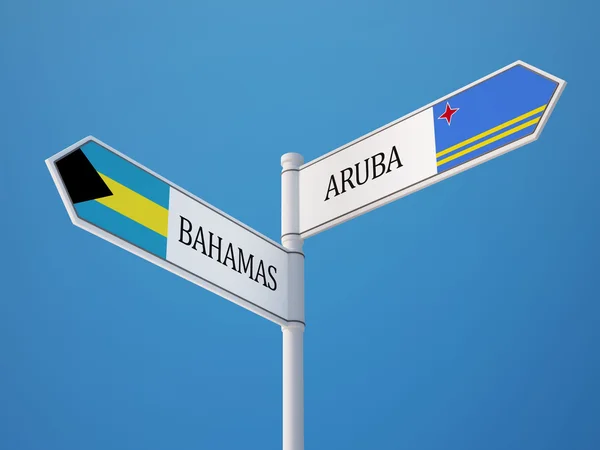 Bahamas Aruba Sign Flags Concept — Stock Photo, Image