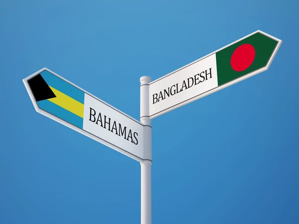 Bangladesh Bahamas Sign Flags Concept — Stock Photo, Image