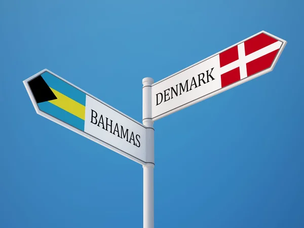 Denmark Bahamas Sign Flags Concept — Stock Photo, Image