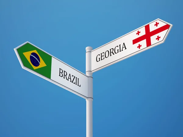 Brazil Georgia znak flagi koncepcja — Zdjęcie stockowe