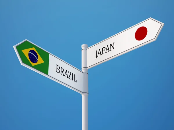 Brazil Japan  Sign Flags Concept — Stock Photo, Image