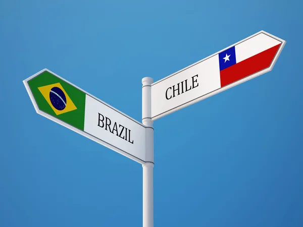 Brazil Chile  Sign Flags Concept — Stock Photo, Image