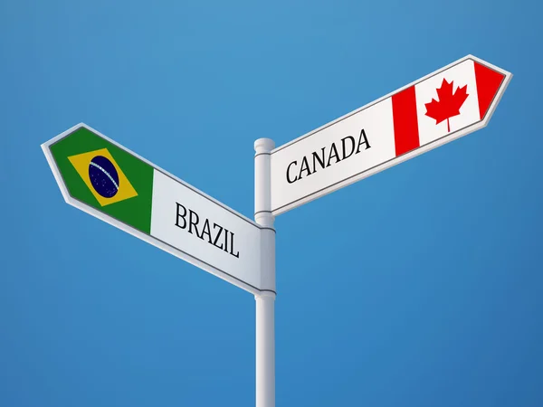 Brazil Canada  Sign Flags Concept — Stock Photo, Image