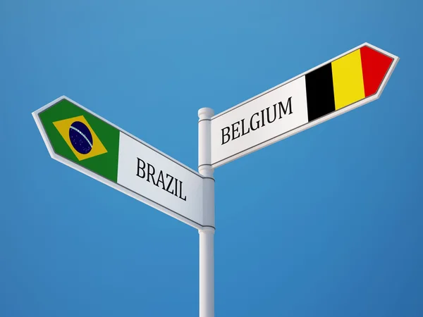 Belgia Brazylia znak flagi koncepcja — Zdjęcie stockowe