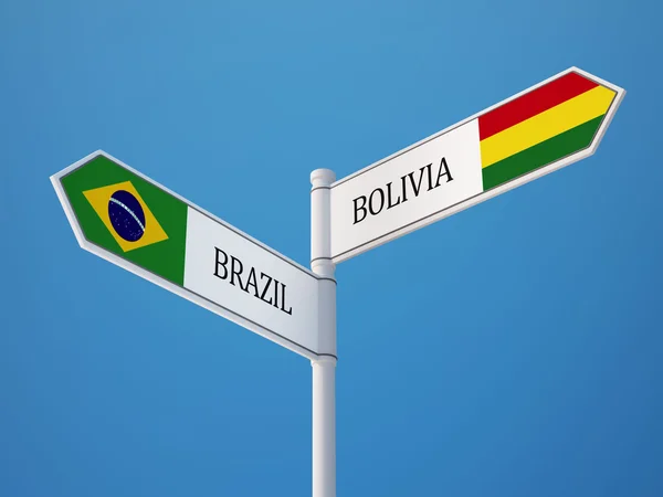 Bolivia Brasilien tecken flaggor koncept — Stockfoto