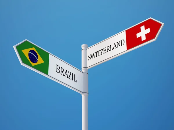 Switzerland Brazil  Sign Flags Concept — Stock Photo, Image