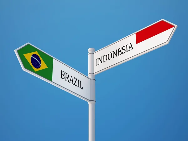 Indonesia Brazil  Sign Flags Concept — Stock Photo, Image