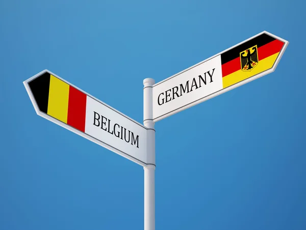 Belgique Allemagne Signer Drapeaux Concept — Photo