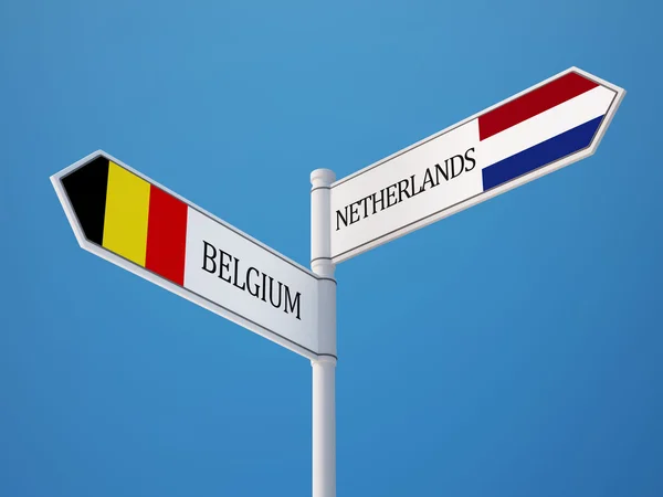 Belgique Pays-Bas Signer Drapeaux Concept — Photo