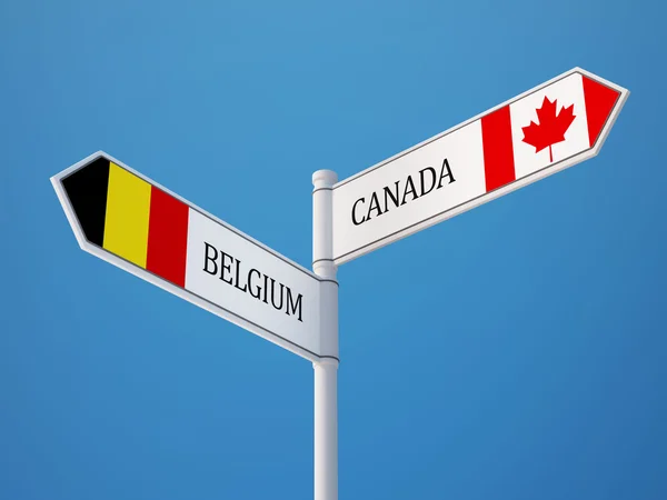 Bélgica Canada Sign Flags Concept — Fotografia de Stock