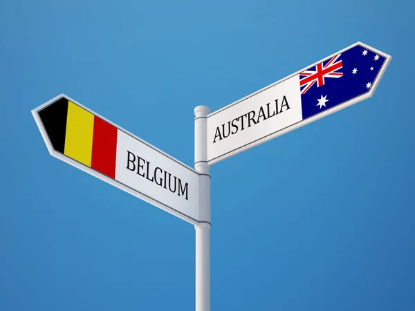 Belgique Australie Signalisation Drapeaux Concept — Photo