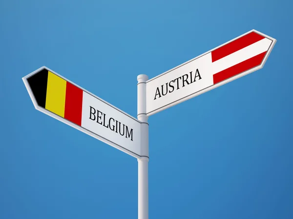 Bélgica Áustria Signo Bandeiras Conceito — Fotografia de Stock