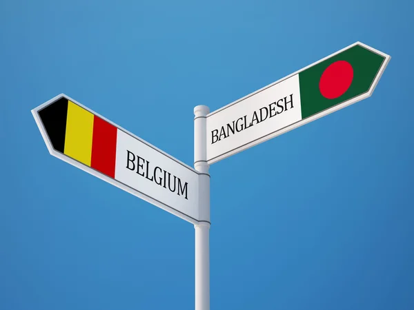 Belgie Bangladéš znamení příznaky koncept — Stock fotografie