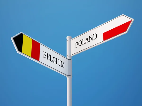 Pologne Belgique Signer Drapeaux Concept — Photo