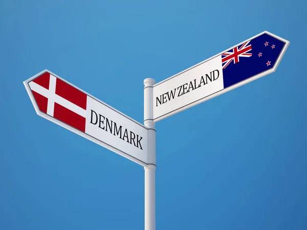 Данія Нової Зеландії знак прапори концепції — стокове фото