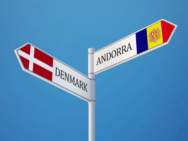 Danemark Andorre Signalisation Drapeaux Concept — Photo