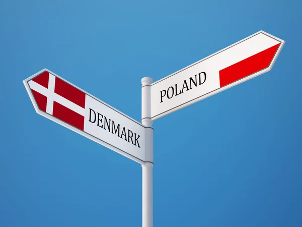 Polen Danmark Sign flaggor koncept — Stockfoto