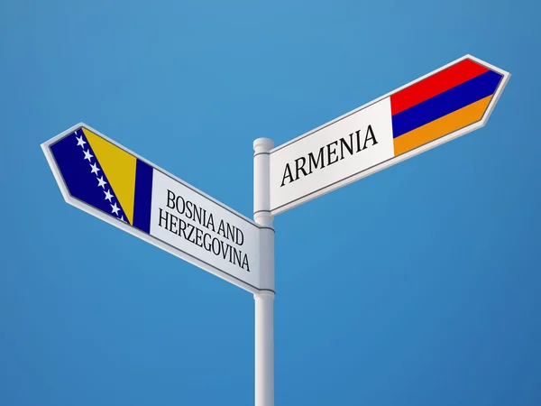 Armenien Bosnien och Hercegovina tecken flaggor koncept — Stockfoto