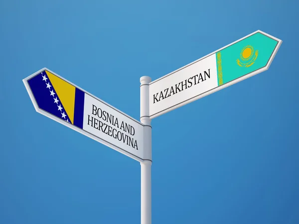 Kazakstan Bosnien och Herzegovin tecken flaggor koncept — Stockfoto