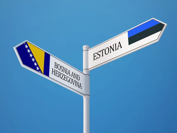 Estland Bosnien och Hercegovina tecken flaggor koncept — Stockfoto