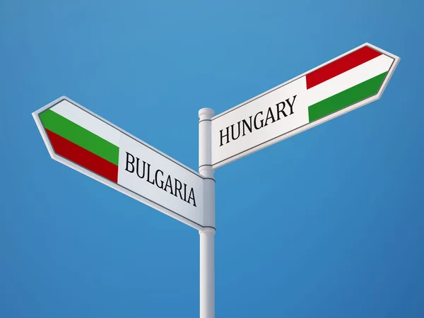 Bulgaria Hungary  Sign Flags Concept — Stock Photo, Image