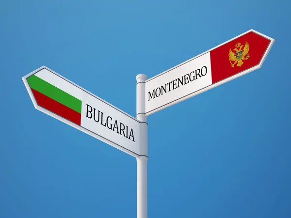 Bulgarije Montenegro teken vlaggen Concept — Stockfoto