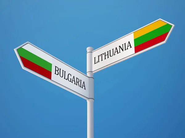 Lituania Bulgaria Firmare Bandiere Concetto — Foto Stock